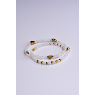 Bracelet LINA Double Pierre de Lune - Coeur