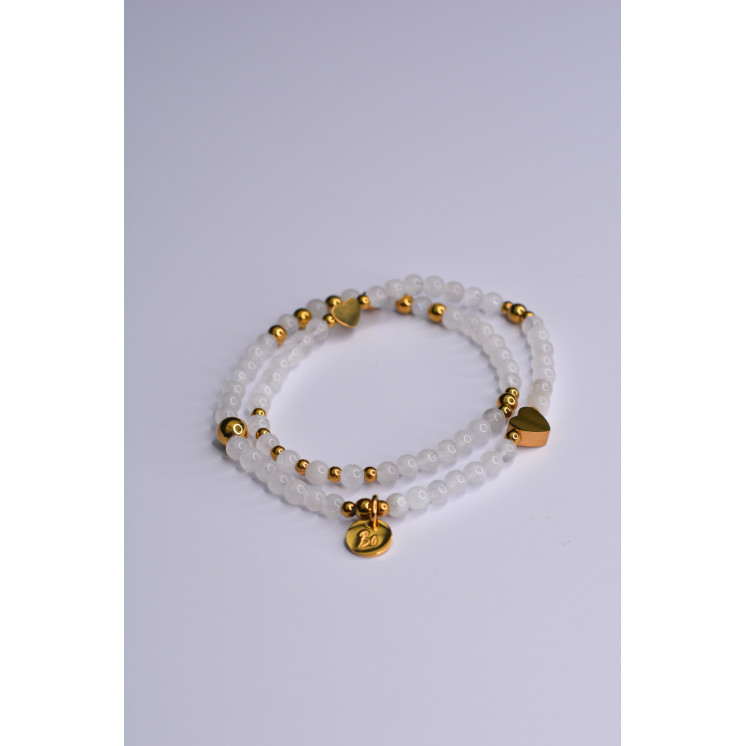 Bracelet LINA Double Pierre de Lune - Coeur