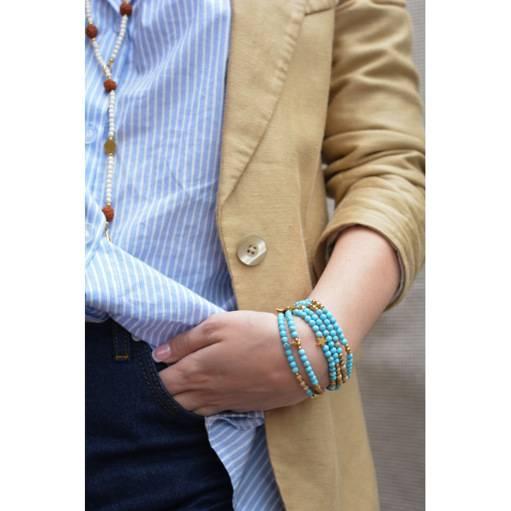 Bracelet LINA Simple - Turquoise mate et Jaspe Paysage mate Ange