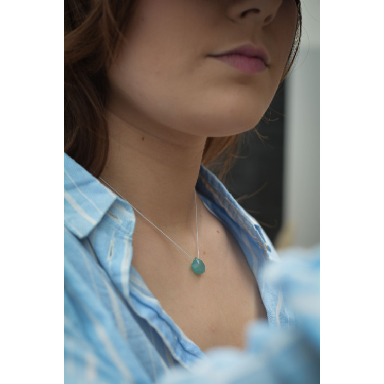 Collier GOUTTE - Calcédoine Bleue