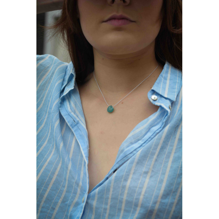 Collier GOUTTE - Calcédoine Bleue