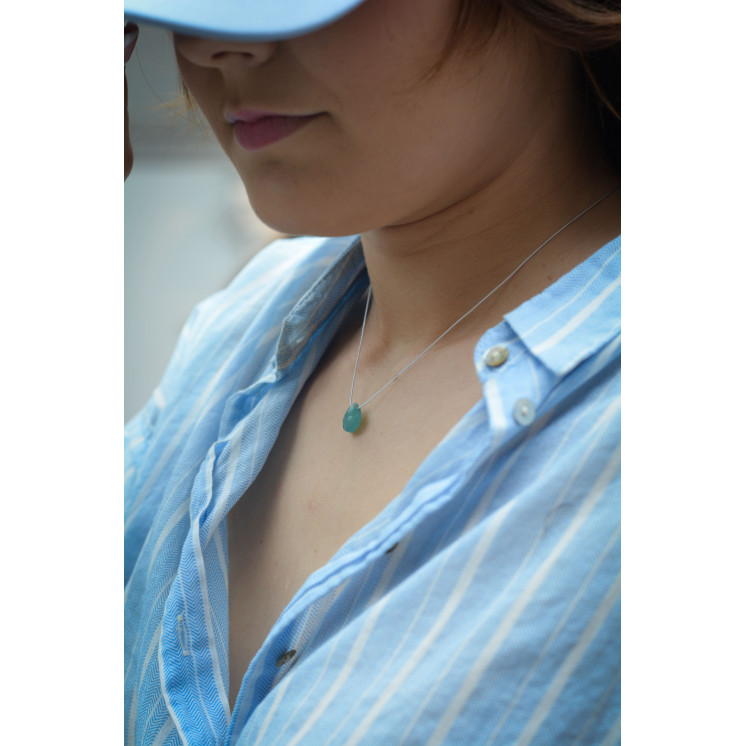 Collier GOUTTE - Calcédoine Bleue