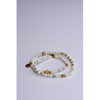 Bracelet LINA Double Jade de Birmanie - Etoile et Lune