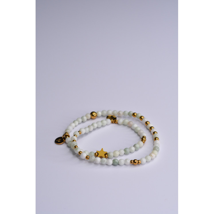 Bracelet LINA Double Jade de Birmanie - Etoile et Lune