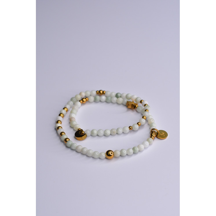 Bracelet LINA Double Jade de Birmanie - Etoile et Lune