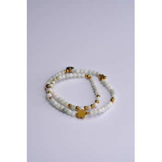 Bracelet LINA Double Jade de Birmanie - Etoile et Fleur