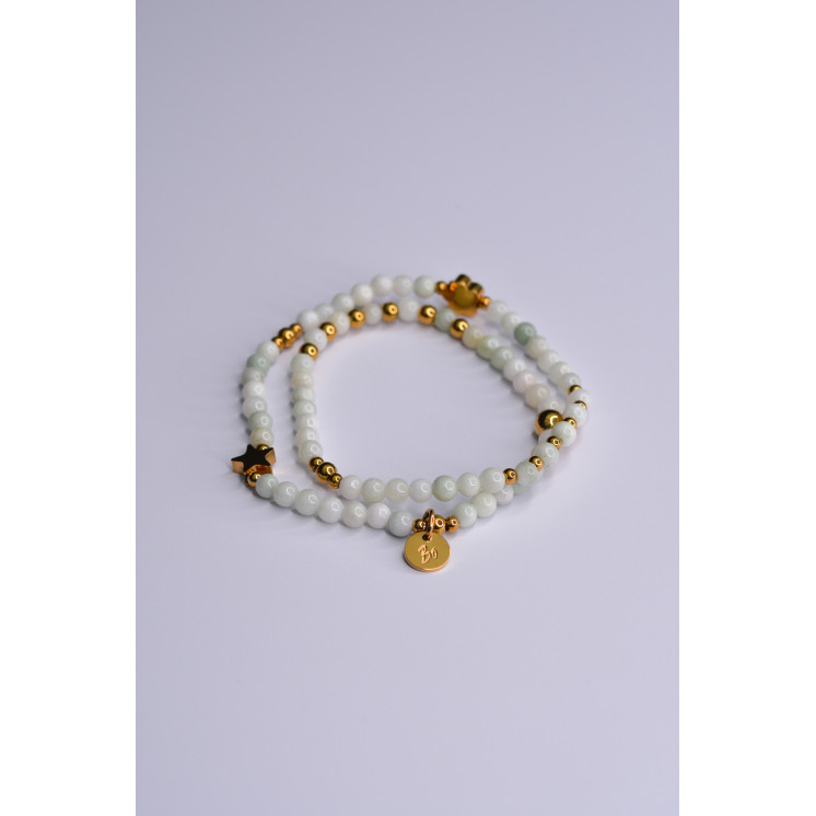 Bracelet LINA Double Jade de Birmanie - Etoile et Fleur