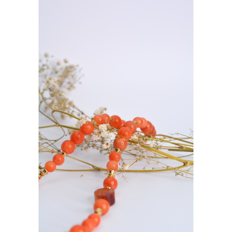 Collier ethnique- Croix éthiopienne - Grenat