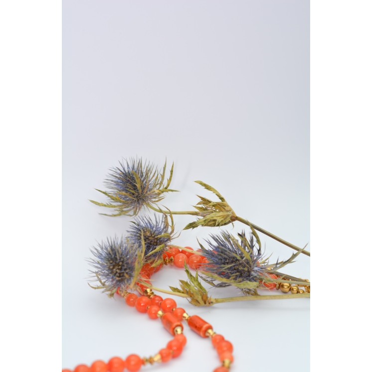 Collier ethnique- Croix éthiopienne - Grenat