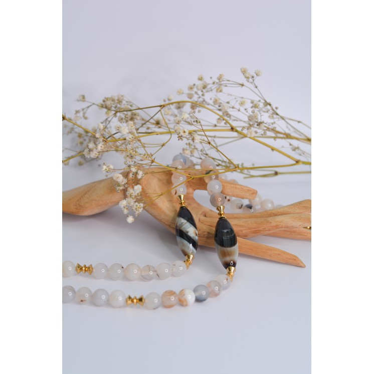 Collier ethnique- Croix éthiopienne - Grenat