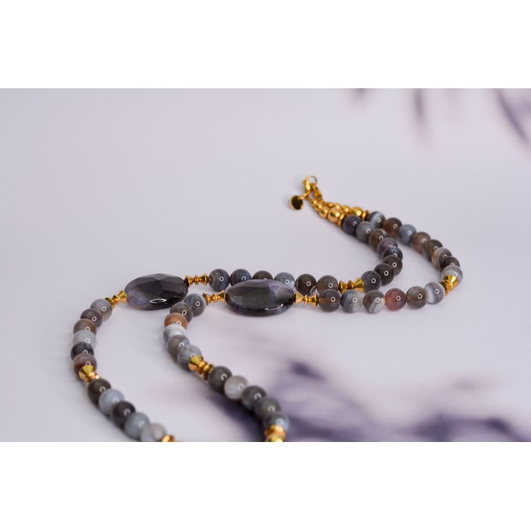Collier ethnique- Croix éthiopienne - Grenat
