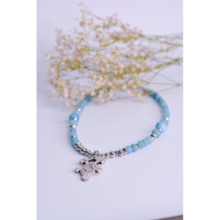 Collier ethnique- Croix éthiopienne - Grenat