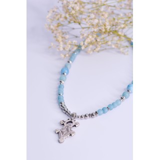 Collier ethnique- Croix éthiopienne - Grenat