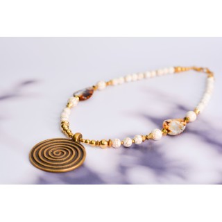 Collier ethnique- Croix éthiopienne - Grenat