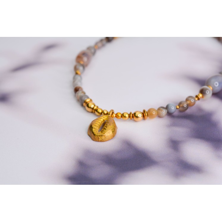 Collier ethnique- Croix éthiopienne - Grenat