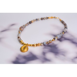 Collier ethnique- Croix éthiopienne - Grenat