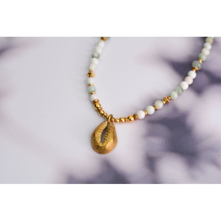 Collier ethnique- Croix éthiopienne - Grenat