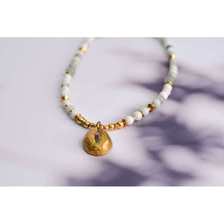 Collier ethnique- Croix éthiopienne - Grenat