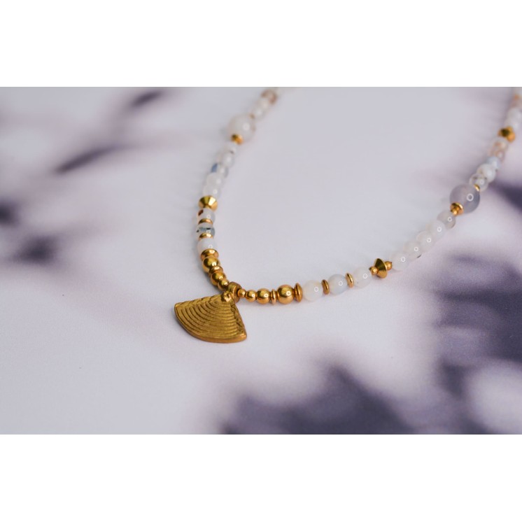 Collier ethnique- Croix éthiopienne - Grenat