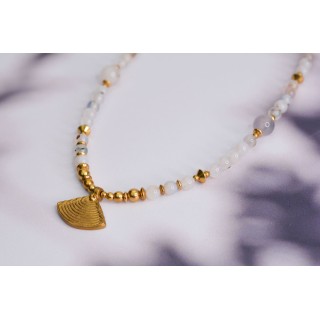 Collier ethnique- Croix éthiopienne - Grenat