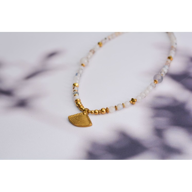 Collier ethnique- Croix éthiopienne - Grenat