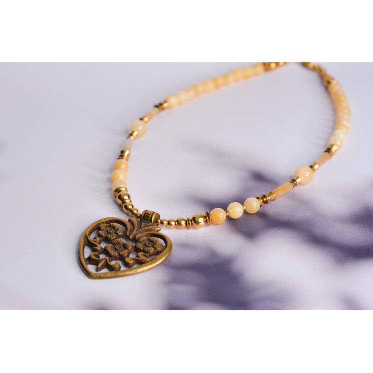 Collier ethnique- Croix éthiopienne - Grenat