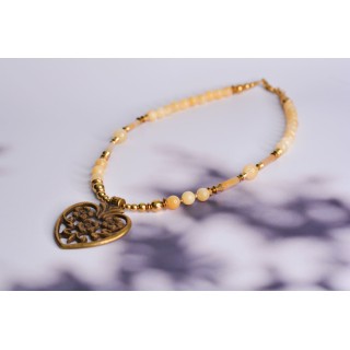 Collier ethnique- Croix éthiopienne - Grenat