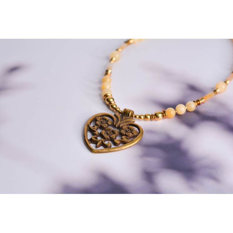 Collier ethnique- Croix éthiopienne - Grenat