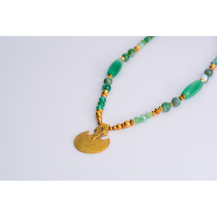 Collier ethnique- Croix éthiopienne - Grenat