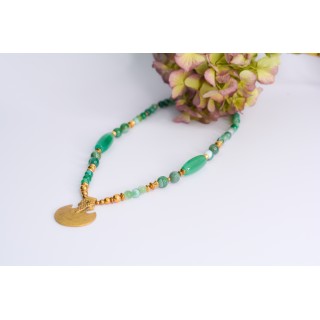 Collier ethnique- Croix éthiopienne - Grenat