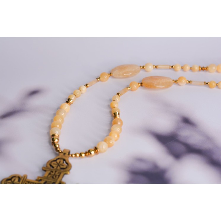 Collier ethnique- Croix éthiopienne - Grenat