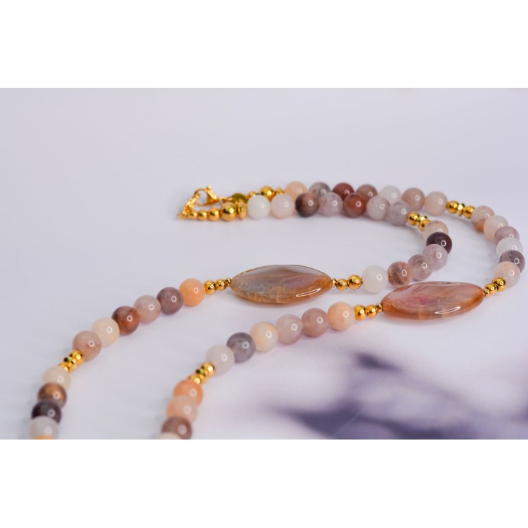 Collier ethnique- Mandala - Jade jaune orangée