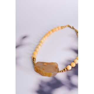 Collier ethnique- Croix éthiopienne - Grenat