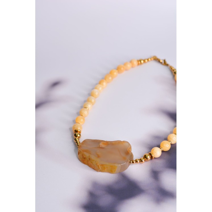 Collier ethnique- Croix éthiopienne - Grenat