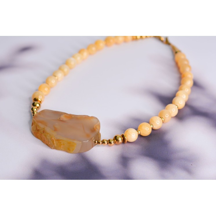Collier Ethnique Liz Jade Jaune | Pierre Joie Énergie