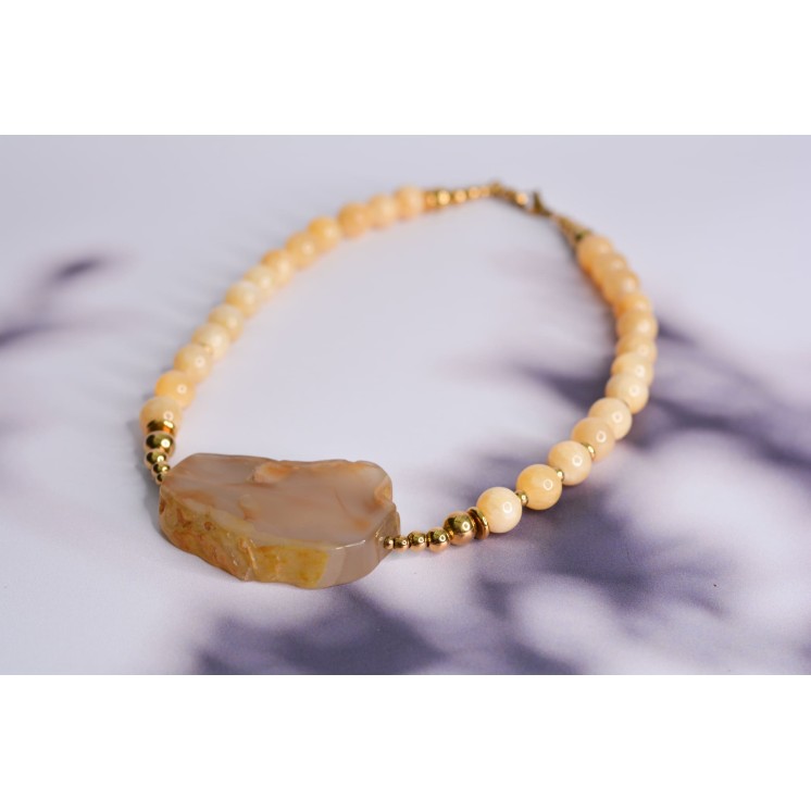 Collier ethnique- Croix éthiopienne - Grenat
