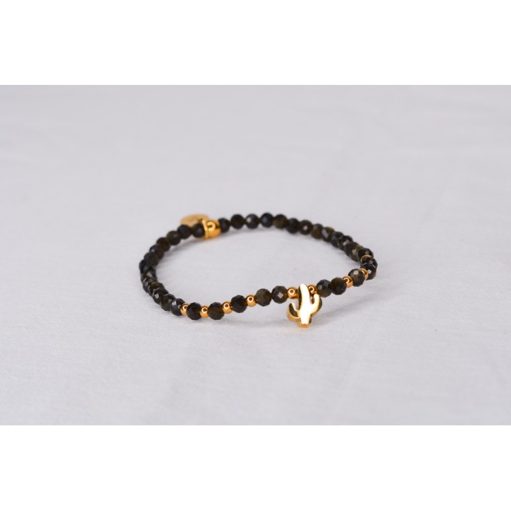 Bracelet LINA Simple - Motif : cactus - Agate orange