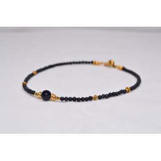 Collier EMY 1B Blue Sandstone 75€ | Perles Naturelles Acier Doré 38cm
