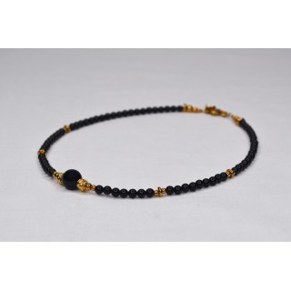 Collier EMY 1B Onyx Noir 75€ | Perles Naturelles Acier Doré 38cm