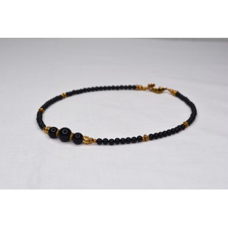 Collier EMY 3B Onyx Noir 75€ | Perles Naturelles Acier Doré 38cm