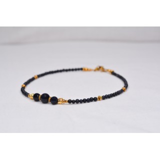 Collier EMY 3B Blue Sandstone 75€ | Perles Naturelles Acier Doré 38cm