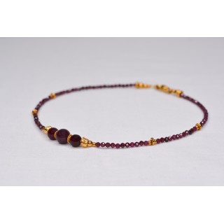 Collier EMY 3B Grenat à Facettes 75€ | Perles Naturelles Acier Doré 38cm