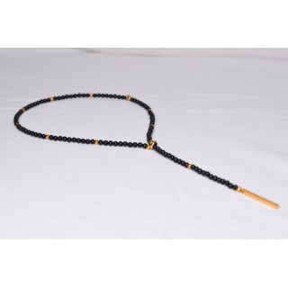 Collier ELO en Onyx Noir 85€ | Perles Naturelles Acier Doré 57cm