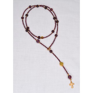 Sautoir LYA Grenat Facettes Plume 99€ | Perles Naturelles Acier Doré 104cm