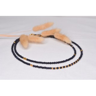 Sautoir LIV Blue Sandstone 99€ | Perles Naturelles Acier Doré 101cm