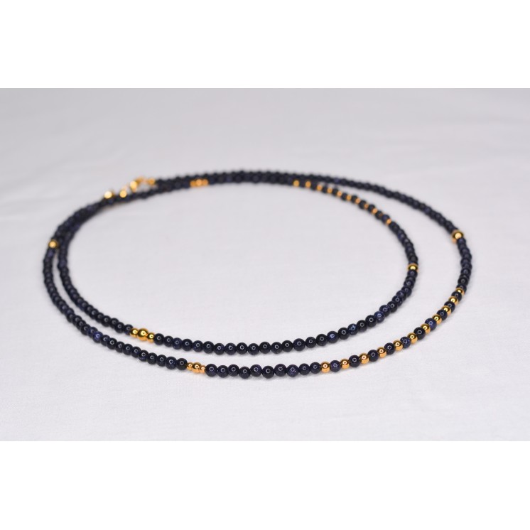 Sautoir LIV Blue Sandstone 99€ | Perles Naturelles Acier Doré 101cm