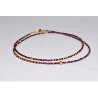 Sautoir LIV Grenat à Facettes 99€ | Perles Naturelles Acier Doré 96cm