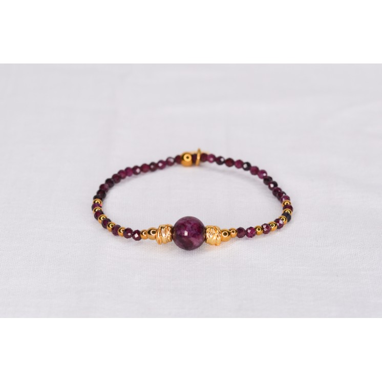 Bracelet EMY 1B Grenat Facettes 45€ | Pierre Rouge Énergie