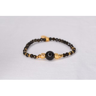 Bracelet EMY 1B Obsidienne Gold à facettes