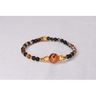 Bracelet EMY 1B Agate Rayée Marron 45€ | Pierre Naturelle